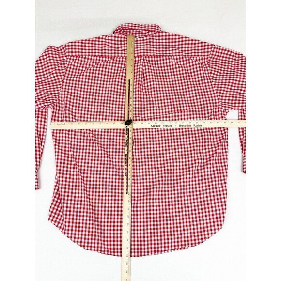 Vintage 90s Tommy Hilfiger Button Front Shirt XL Checkered Tablecloth Red White - Picture 7 of 9